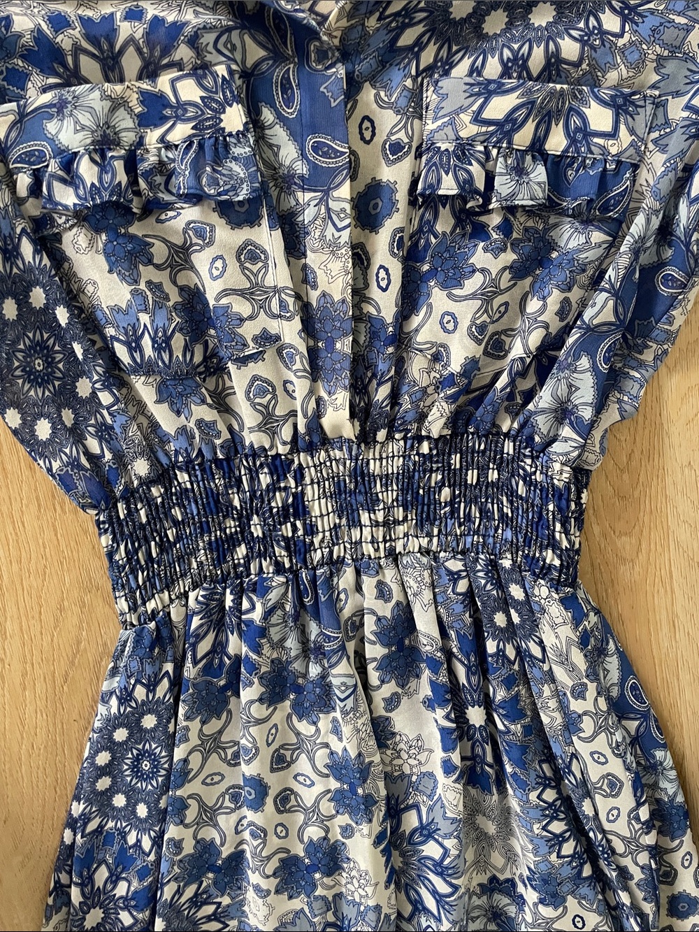 Misa Los Angeles Blue and White Floral Long-Sleeve Maxi Dress - Picture 4 of 6